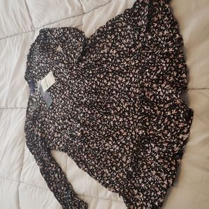 NWT girls sz 10/12 dress black and pink flower print